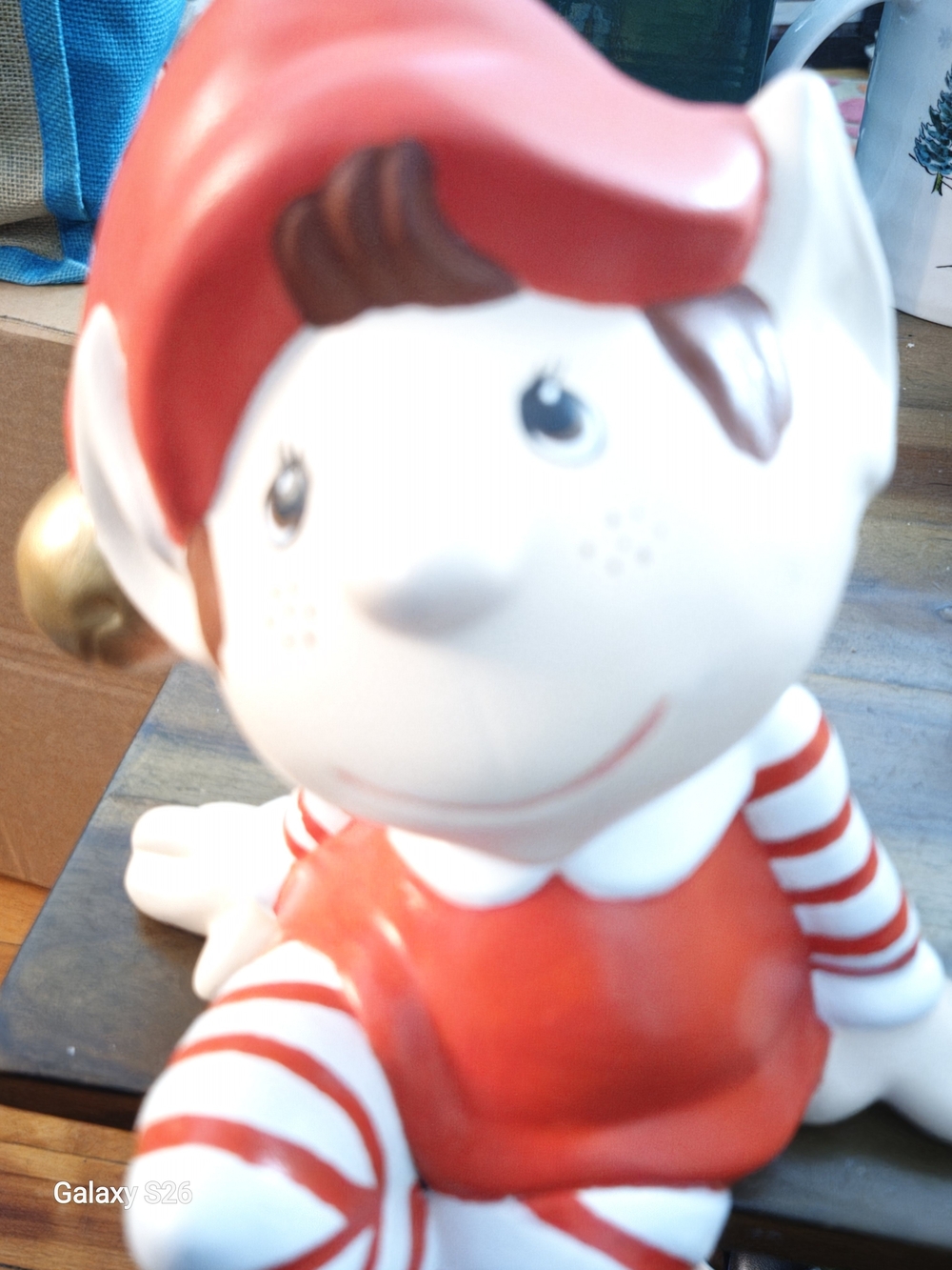 Festive Red & White Holiday Elf Figurine - Cheerful Tabletop/shelf Decor